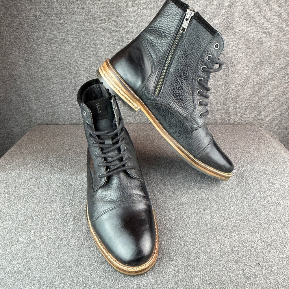 Crevo Demarcon Black Leather Cap Toe Lace Up Boots Mens Size 10